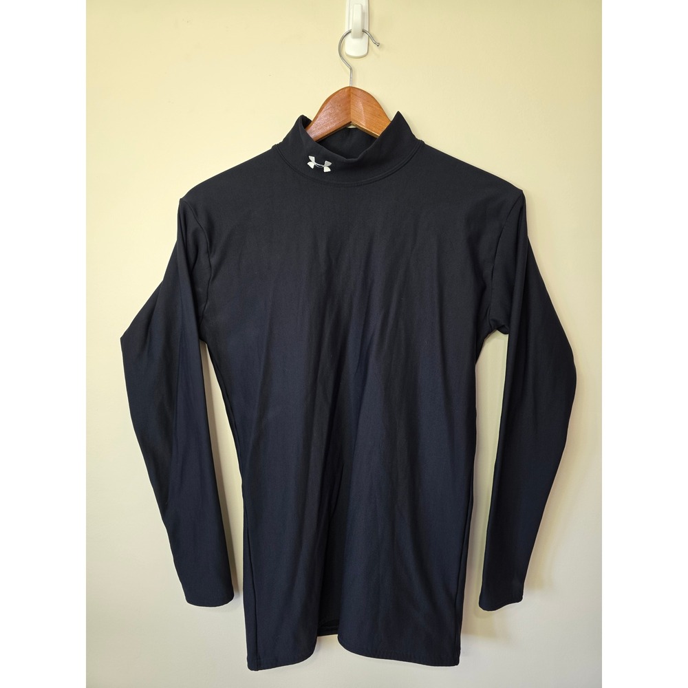 Under Armour ColdGear Mock Neck Kids Large Black Athletic Compression Base Layer